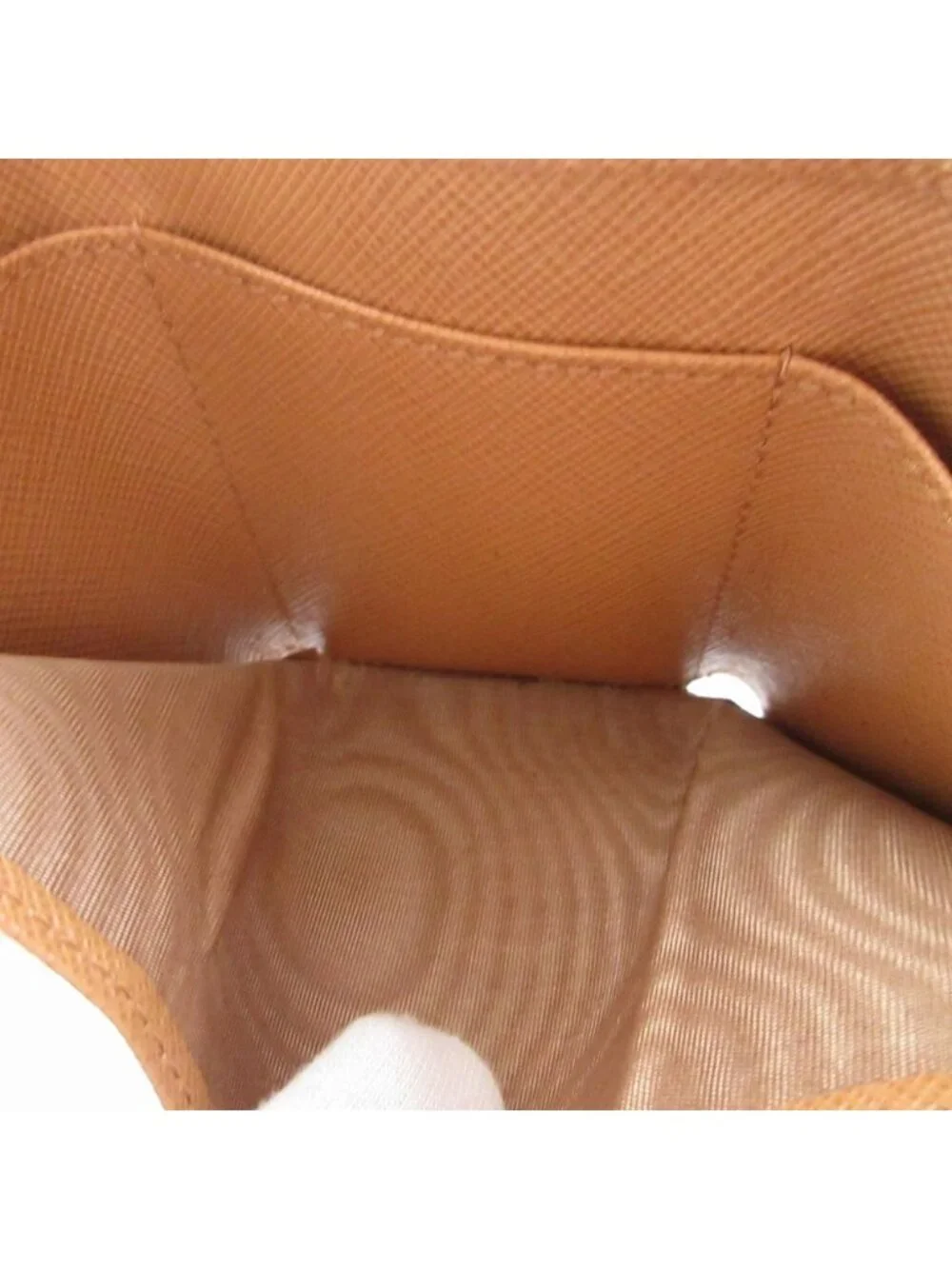 Prada Un Triangular Plate Saffiano Leather Beige Compact Wallet